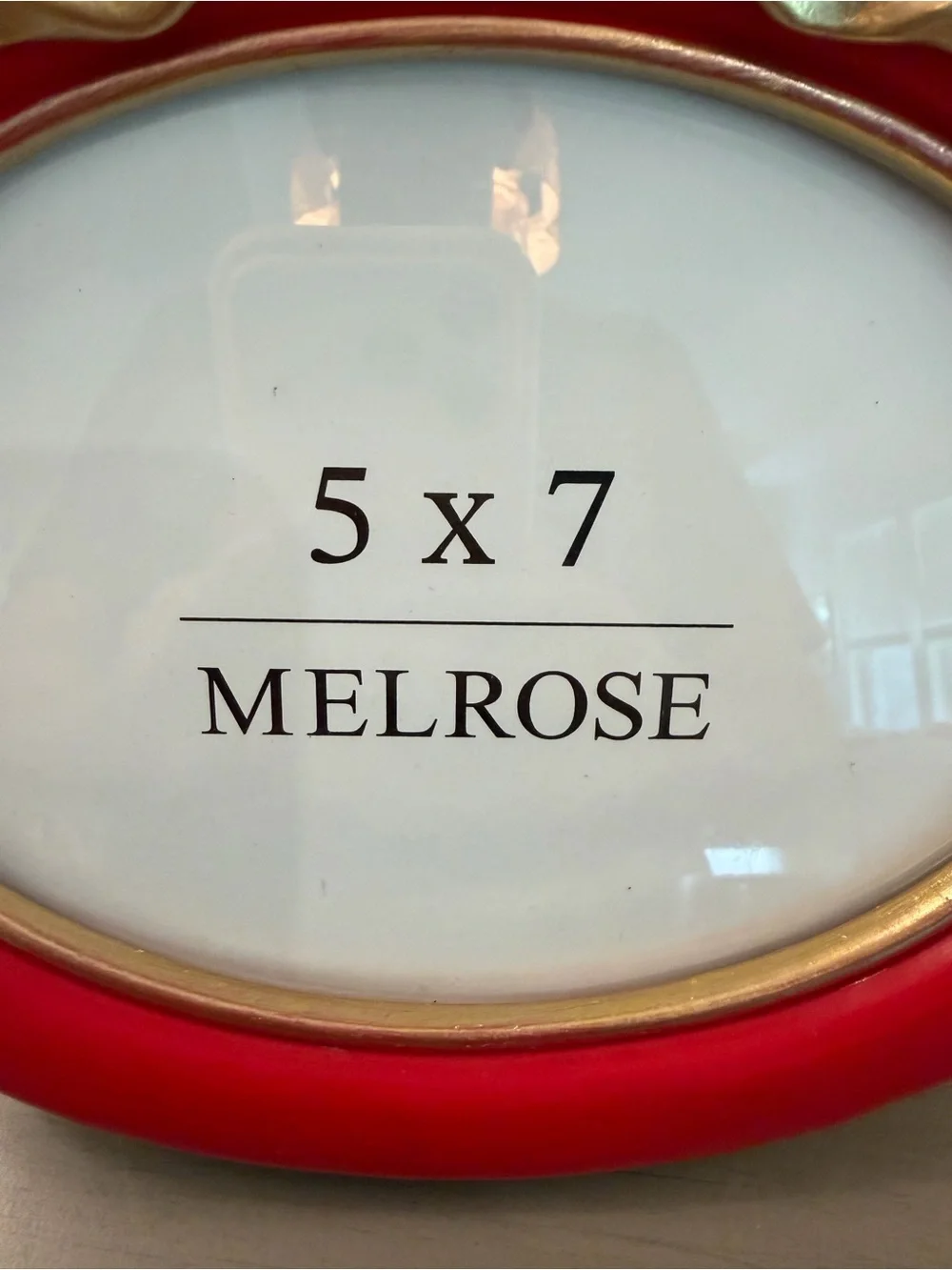 Melrose Red Oval Picture Frame Gold Resin Bow 5x7” Photo Christmas Holiday